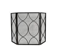 TAIYUESHAN Fireplace Screen Gate Protector, 3-Panel Wrought Iron Decorative Mesh, Fire Spark Guard for Indoor & Outdoor W/Folding Side Panels (Color : Style 1)