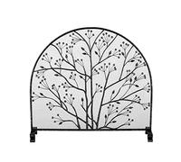 TAIYUESHAN Fireplace Screen, Retro Wrought Iron Mantelpiece Screen Decoration Real Fireplace Fire Belt Mesh Partition Guardrail, 2 Colors (Color : Black)