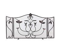 TAIYUESHAN Fireplace Screens 3-Panel, Folding Free Standing Spark Fire Guard for Baby Pet Safe Protection, Solid Wrought Iron Frame, Black