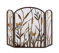 TAIYUESHAN Foldable 3 Panel Fireplace Screen with Fine Grid Net，Fire Guard Freestanding Fire Surround Mantelpiece Hollow Partition