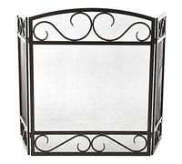 TAIYUESHAN Folding Fireplace Screens - 3 Panel Shield Wrought Iron Black Flowers Forwplace Fence Guard，Pleasant Hearth Fireplace Accessories