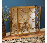 TAIYUESHAN Heavy Duty Fireplace Screen with 3-fold Panel，Fireplace Screen for Indoor/outdoor Fireplace and Stove - Gold Color