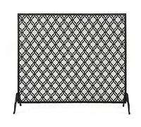 TAIYUESHAN Iron Fireplace Screen Panel, Spark Flame Barrier with Hollow-carved Design, Metal Mesh Safety Fire Place Guard for Wood, Stoves, Grills