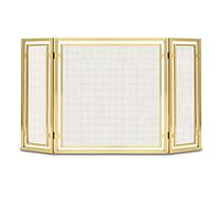 TAIYUESHAN Large Fireplace Screen 3 Panel, Ornate Wrought Iron Metal Fire Place Standing Gate Decor Mesh Solid Spark Guard Fence, 138×76 Cm (Color : Gold)