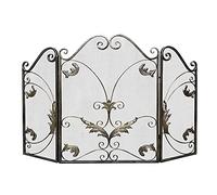 TAIYUESHAN Large Fireplace Screen with Mesh Cover, Solid Wrought Iron Spark Fire Guard Fence for Baby Safe Proof, 3 Panel, 120×80 Cm