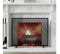 TAIYUESHAN Metal Fireplace Screen Baby Safe with Mesh Cover, Black Single Panle Fire Guard Screens for Open Fire/Wood Burners/Gas Fires