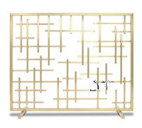 TAIYUESHAN Metal Mesh Fire Screen Guard Spark Guard Single Panel Iron Fireplace Screen For Open Fire/Gas Fires/Log Wood Burner 99x78x23cm (Color : Gold)