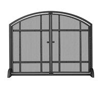 TAIYUESHAN Modern Fireplace Screen with Doors ＆ Mesh Cover, Fire Guard/Stove Screen for Wood and Coal Firing, Stoves, Grills - Black Finish