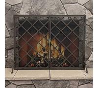 TAIYUESHAN Powder-coated Iron Fireplace Screen with Door，Stainless Steel Fine Grid Flat Panel Fireguard for Fireplace and Stove (Color : Black)