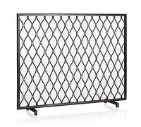 TAIYUESHAN Single Panel Fire Screen Black, Fireplace Fence with Geometric Patterns, Indoor and Outdoor Freestanding Spark Guard for Baby & Pet