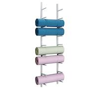 TAIYUESHAN Wall Mounted Yoga Mat Rack Storage Organizer, Large Capacity Metal Foam Roller/Exercise Mats Display Stand Shelf, Heavy Duty Gym Yoga Mat Holder (Color : White, Size : 9 tier)