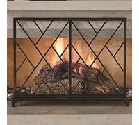 TAIYUESHAN Wrought Iron Frame Fireplace Screen with Metal Mesh, Black Free Standing Spark Guard for Fireplace/Stoves/Grills, 39.4" W × 30.7" H × 7.9" D