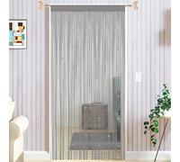 Taiyuhomes Bead String Curtains Door Fly Screen Curtain Beaded Curtain For Doorways Window Decorations Room Divider Single Door Curtains Beads (90x200cm) Grey