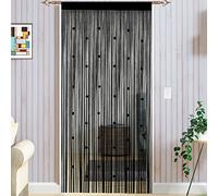 Taiyuhomes Bead String Curtains Door Fly Screen Curtain Beaded Curtain For Doorways Window Decorations Room Divider Single Door Curtains Beads (90x200cm) Black