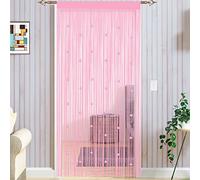 Taiyuhomes Bead String Curtains Door Fly Screen Curtain Beaded Curtain For Doorways Window Decorations Room Divider Single Door Curtains Beads (90x200cm) Pink
