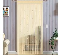 Taiyuhomes Bead String Curtains Door Fly Screen Curtain Beaded Curtain For Doorways Window Decorations Room Divider Single Door Curtains Beads (90x200cm) Beige