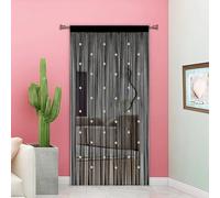 Taiyuhomes Beaded Fly Insect Curtains Fly Screen For Doors Curtain Bead String Curtains For Doorways Window Decorations Room Divider Single Door Beads (Black 90x200cm)