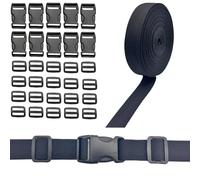 TAIYUNWEI Nylon Webbing Strap 1 inch/2.5cm Wide x 32.8ft/10m, Nylon Strap + with 10pcs Side Release Buckles & 20pcs Adjustable Buckles for DIY and Outdoor Use