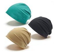 Taiyyi 3 Items Cotton Hats for Chemotherapy, Lightweight Beanie Hat, Slouchy Beanie Hat, Chemo Headwear, Sleeping Caps, Ventilated Hats, Caps without Peak, Men and Women