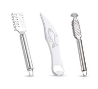 Taiyyi Fish Scaler, New 3 in 1 Fish Scaler, Stainless Steel Fish Scaler, 3 Piece Set for Kitchen and Fish Mongers, Removes Dandruff and Bones