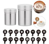 TAIZER 2 pieces Flour Shaker,Icing Sugar Shaker,Chocolate Shaker,Buchino powdered Sugar dispenser cocoa dispenser powdered sugar dispenser powdered sugar mill cocoa dispenser with lid flour dispenser