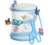 TAIZER Butterfly Habitat Insect Cage,Bug Catcher Net Butterfly Habitat Cage Insect Reproduction Mesh Insect Habitat Collapsible Bug Catcher Net Insect Mesh Cage Mini Habitat Cage (blue)