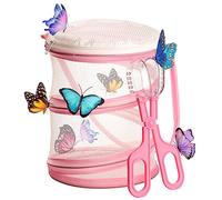 TAIZER Butterfly Habitat Insect Cage,Bug Catcher Net Butterfly Habitat Cage Insect Reproduction Mesh Insect Habitat Collapsible Bug Catcher Net Insect Mesh Cage Mini Habitat Cage (Pink)