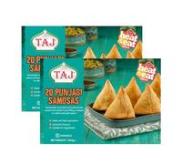 Taj Catering Punjabi Samosa 20s 900g Frozen Authentic Indian Snack Crispy Golden Triangular Pastries Filled with Spiced Potatoes Peas and Traditional Indian Flavors Pack of 2
