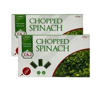 Taj Chopped Spinach 450g Fresh Frozen Spinach Ready to Cook No Additives No Preservatives Authentic Indian Cuisine Ideal for Every Meal Pack of 2
