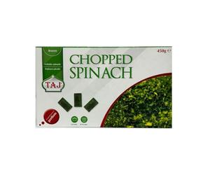 Taj Chopped Spinach 450g Fresh Frozen Spinach Ready to Cook No Additives No Preservatives Authentic Indian Cuisine Ideal for Every Meal Pack of 1