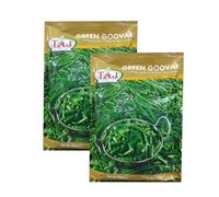 Taj Green Goovar - 1Kg, Fresh Frozen Cluster Beans, Haricots Verts, Ready to Cook, Ideal for Indian Cuisine, Authentic Indian Flavor, No Preservatives or Additives Pack of 2