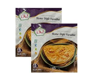 Taj Home Style Paratha 300g 5 Pieces Made from Whole Meal Flour Authentic Homemade Indian Flatbread No Artificial Preservatives Ready to Cook Product from India Pack of 2