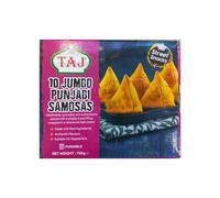 Taj Jumbo Punjabi Samosa 10 Pieces 750g Authentic Indian Snack Crispy, Spiced Potato Filling Frozen Samosas Pack of 1