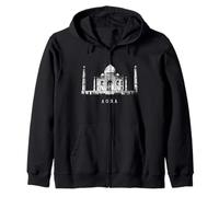 Taj Mahal Agra India Vintage Distressed Skyline I Love India Zip Hoodie