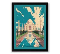 Taj Mahal at Dusk Retro Framed Wall Art Print A3 (42×29.7cm) Black, Wall Decor for Living Room, Bedroom, Office & Home, Ready to Hang, Art Gift