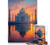 Taj Mahal at Sunset Reflection Jigsaw Puzzles for Teenagers 1000 Brain Workout Toy Simple Fun Image Assembly Cherished Gift (38x52cm)