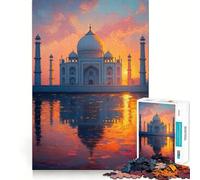 Taj Mahal at Sunset Reflection Jigsaw Puzzles for Teenagers 1000 Pieces Raise Memory Slow Enjoy Clean Edge (38x26cm)