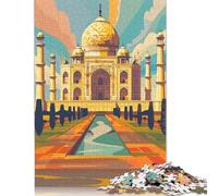Taj Mahal Illustration Puzzles 1000 Pieces Paper Puzzles Paper Puzzle Jigsaws for Adults Family Activity Jigsaw Puzzles 38x26cm/1000pcs