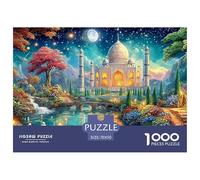 Taj Mahal in Glowing Night Garden 1000-Piece Jigsaw Puzzle Fantasy Architecture Classic Educational Game for Family Puzzle Time 70x50cm/1000pcs