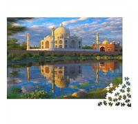Taj Mahal in India 1000 Piece Jigsaw Puzzles for Adults Taj Mahal Jigsaw Puzzle for Adults Fantasy & Mythology Educational Games Challenging Therapeutic Fun Multi Colour 1000pcs (75x50cm)