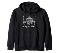 Taj Mahal India Agra Historic Architecture Worn Effect Art Zip Hoodie