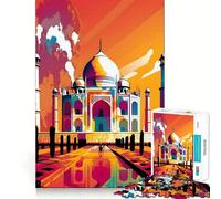 Taj Mahal India Pop Art 1000 Piece Jigsaws for Teenagers Puzzle Wise Think Toy Simple Fun Tight Cut Santa Wish Pick (38x26cm)