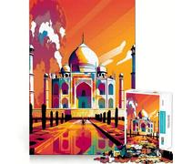 Taj Mahal India Pop Art Jigsaw Puzzles for Adults 1000 Piece Memory Boost Cozy Time Pattern Assembly Santa Wish List (50x75cm)