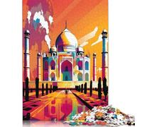 Taj Mahal India Pop Art Jigsaw Puzzles Puzzle for Adults Kids. 1000 Pieces Great Gifts Challenge Toy Educational Game Home Decoration for Adults& Kids Age 14 Years Up 1000pcs (75x50cm)