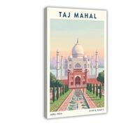 Taj Mahal India Travel Poster Canvas Poster Wall Art Print Picture Paintings 08x12inch(20x30cm)