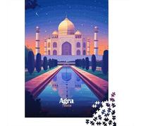 Taj Mahal Night View 1000-Piece Puzzle for Adults, 38x26cm/1000pcs, White Card with A Low-dust Finish; An Evening Activity Away from Screens