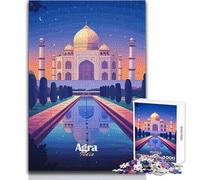 Taj Mahal Night View Jigsaw 1000 Pieces for Adults Brain Training Educational Game Ideal Surprise Gift for Loved Ones Size 50x75cm