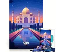 Taj Mahal Night View Jigsaw Puzzle 1000 Piece for Adults Strong Logic Toy Anxiety Relief Clear Edge Festival Gift (38x52cm)