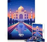 Taj Mahal Night View Jigsaw Puzzle 1000 Piece for Adults Strong Logic Toy Anxiety Relief Clear Edge Festival Gift (38x52cm)