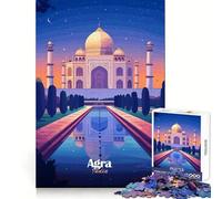 Taj Mahal Night View Jigsaw Puzzles for Adults 1000 Piece Memory Boost Cozy Time Pattern Assembly Santa Wish List (50x75cm)